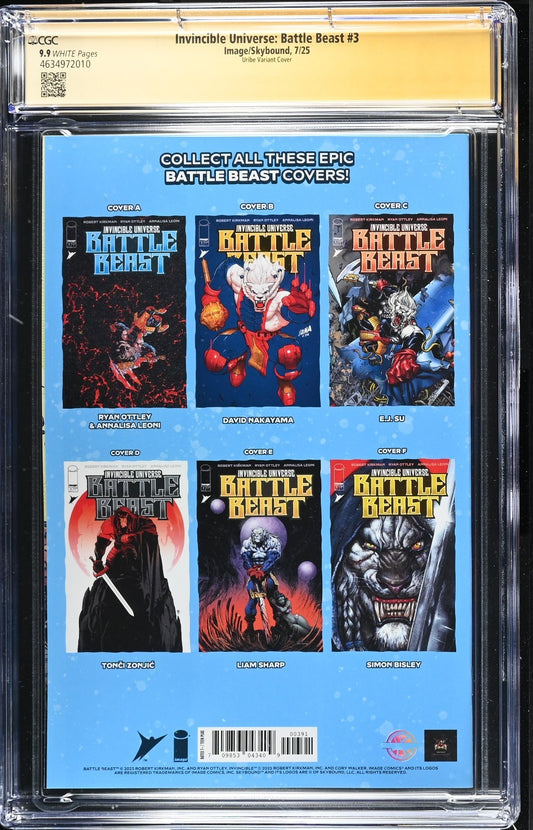 INVINCIBLE UNIVERSE BATTLE BEAST #3 - JONATHAN URIBE VIRGIN SIGNED CGC 9.9