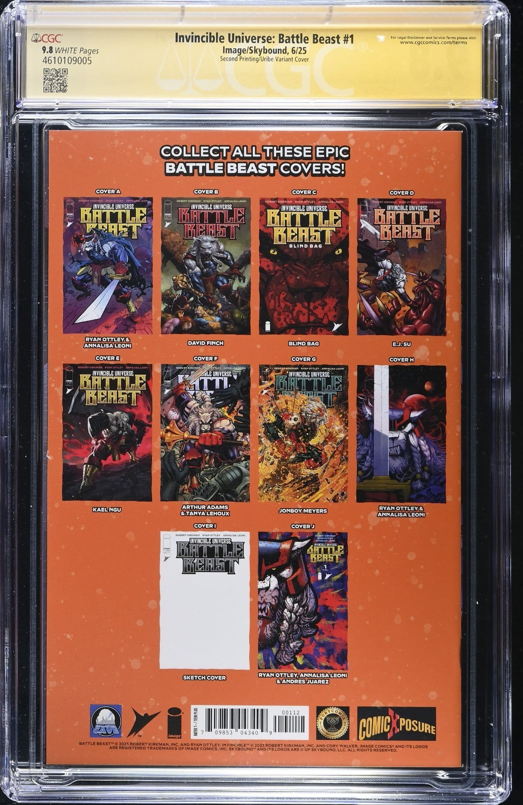 INVINCIBLE UNIVERSE BATTLE BEAST #1 - JONATHAN URIBE SKETCH SIGNED CGC 9.8