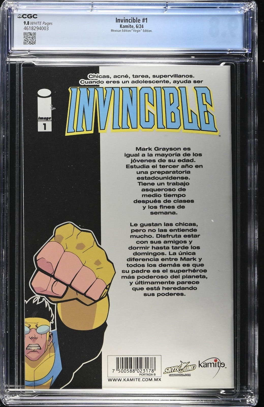 INVINCIBLE #1 - CORY WALKER & BILL CRABTREE REPRINT MEXICAN FOIL EDITION CGC 9.8