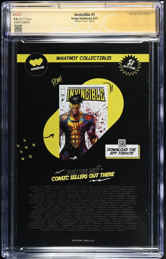 INVINCIBLE #1 - TYLER KIRKHAM BATTLE DAMAGE WHATNOT VIRGIN SIGNED CGC 9.6