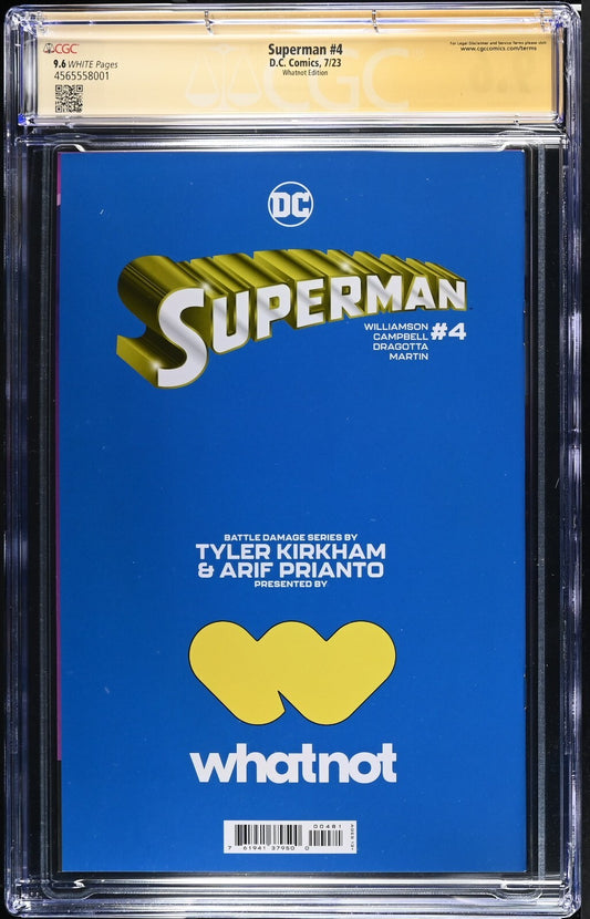 SUPERMAN #4 - TYLER KIRKHAM BATTLE DAMAGE VIRGIN SIGNED CGC 9.6