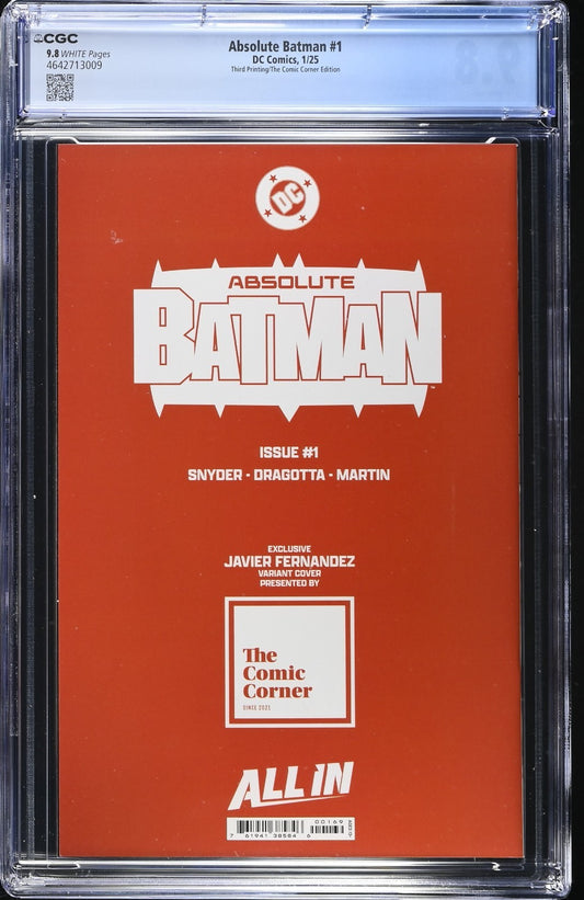 ABSOLUTE BATMAN #1 - 3RD REPRINT JAVIER FERNANDEZ SKETCH VARIANT AKIRA CGC 9.8