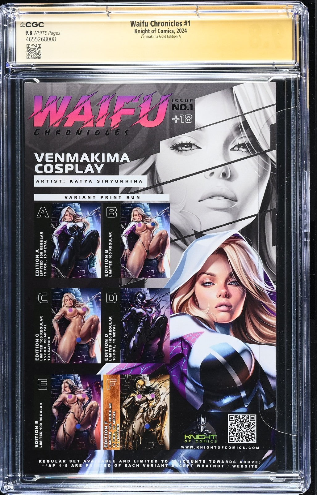 WAIFU CHRONICLES #1 KATYA SINYUKINA VENMAKIMA GOLD SIGNED +SKETCH CGC 9.8