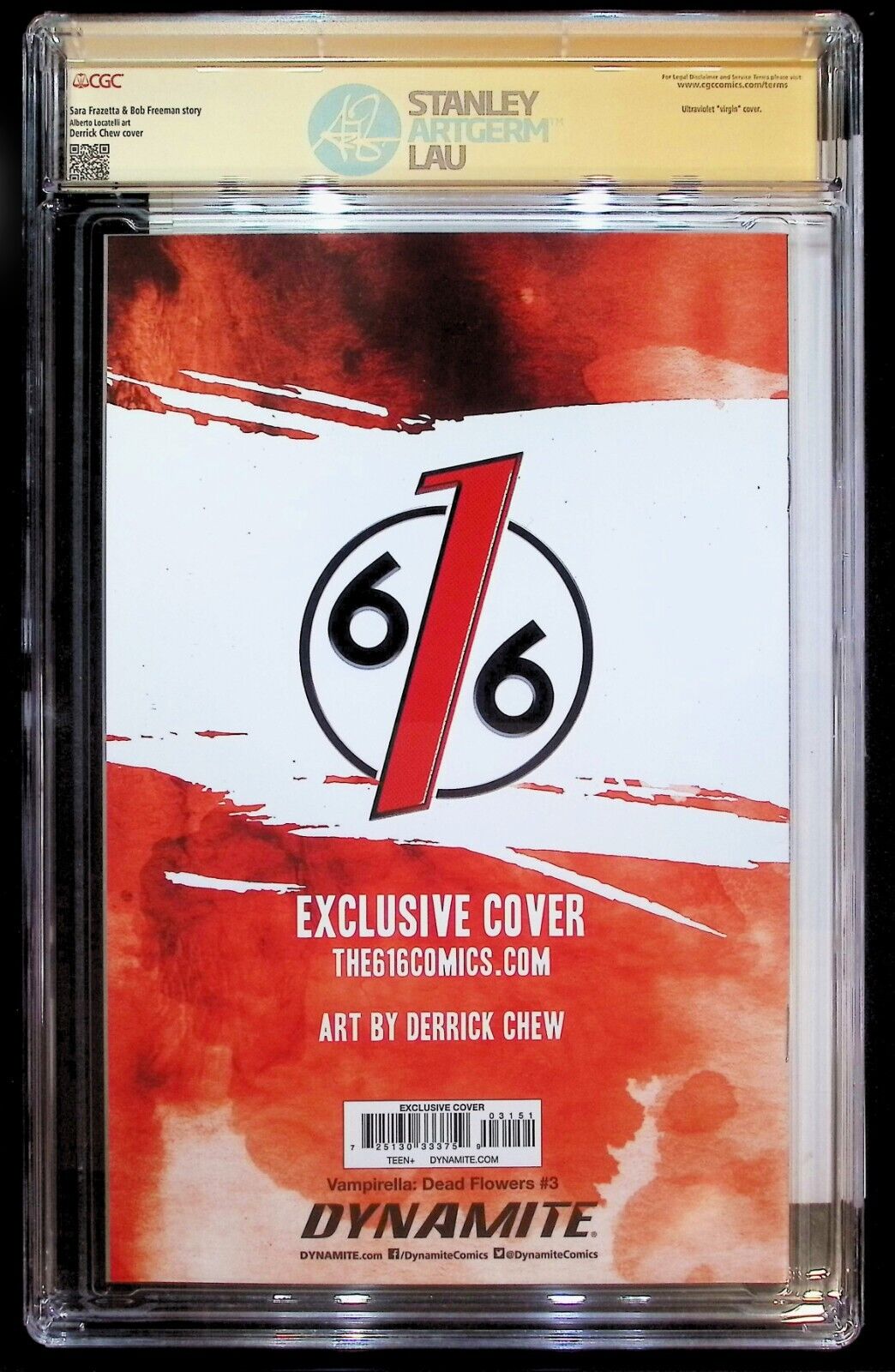 VAMPIRELLA DEAD FLOWERS #3 - DERRICK CHEW VIRGIN +COA +LABEL SIGNED CGC 9.6