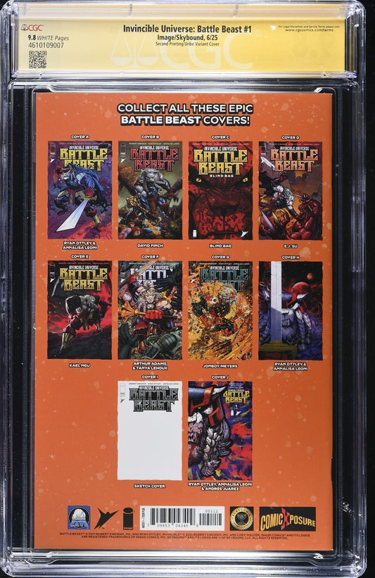 INVINCIBLE UNIVERSE BATTLE BEAST #1 - JONATHAN URIBE SKETCH SIGNED CGC 9.8