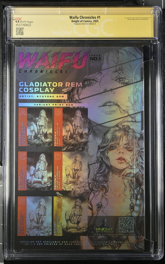 WAIFU CHRONICLES #1 KYUYONG EOM GLADIATOR FOIL EDITION A SIGNED +SKETCH CGC 9.9