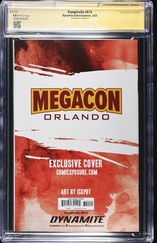 VAMPIRELLA #674 - ICKPOT VIRGIN VARIANT COVER A MEGACON EXCLUSIVE SIGNED CGC 9.8