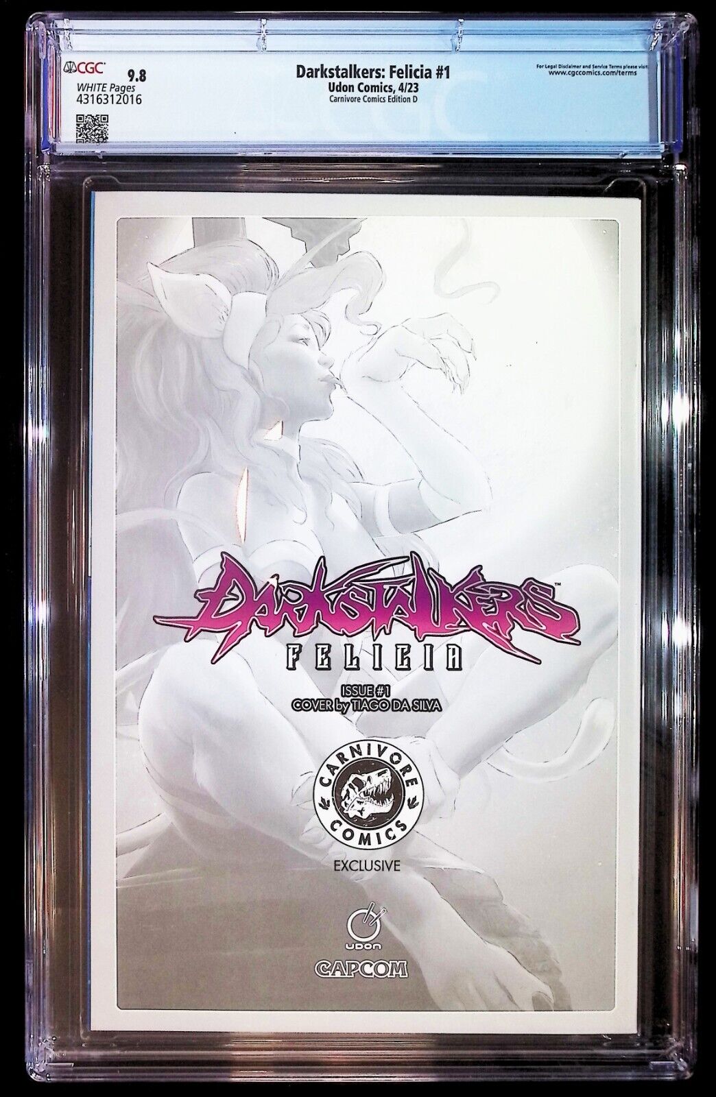 DARKSTALKERS FELICIA #1 - TIAGO DA SILVA VIRGIN +COA LTD 500 2023 CGC 9.8 NM/M