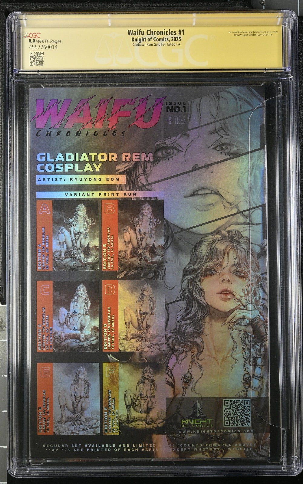 WAIFU CHRONICLES #1 - KYUYONG EOM GLADIATOR FOIL EDITION G GOLD SIGNED CGC 9.9