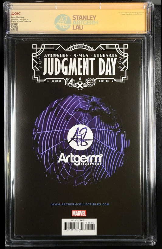 AXE JUDGMENT DAY #6 - STANLEY ARTGERM LAU EXCLUSIVE + COA +LABEL SIGNED CGC 9.8