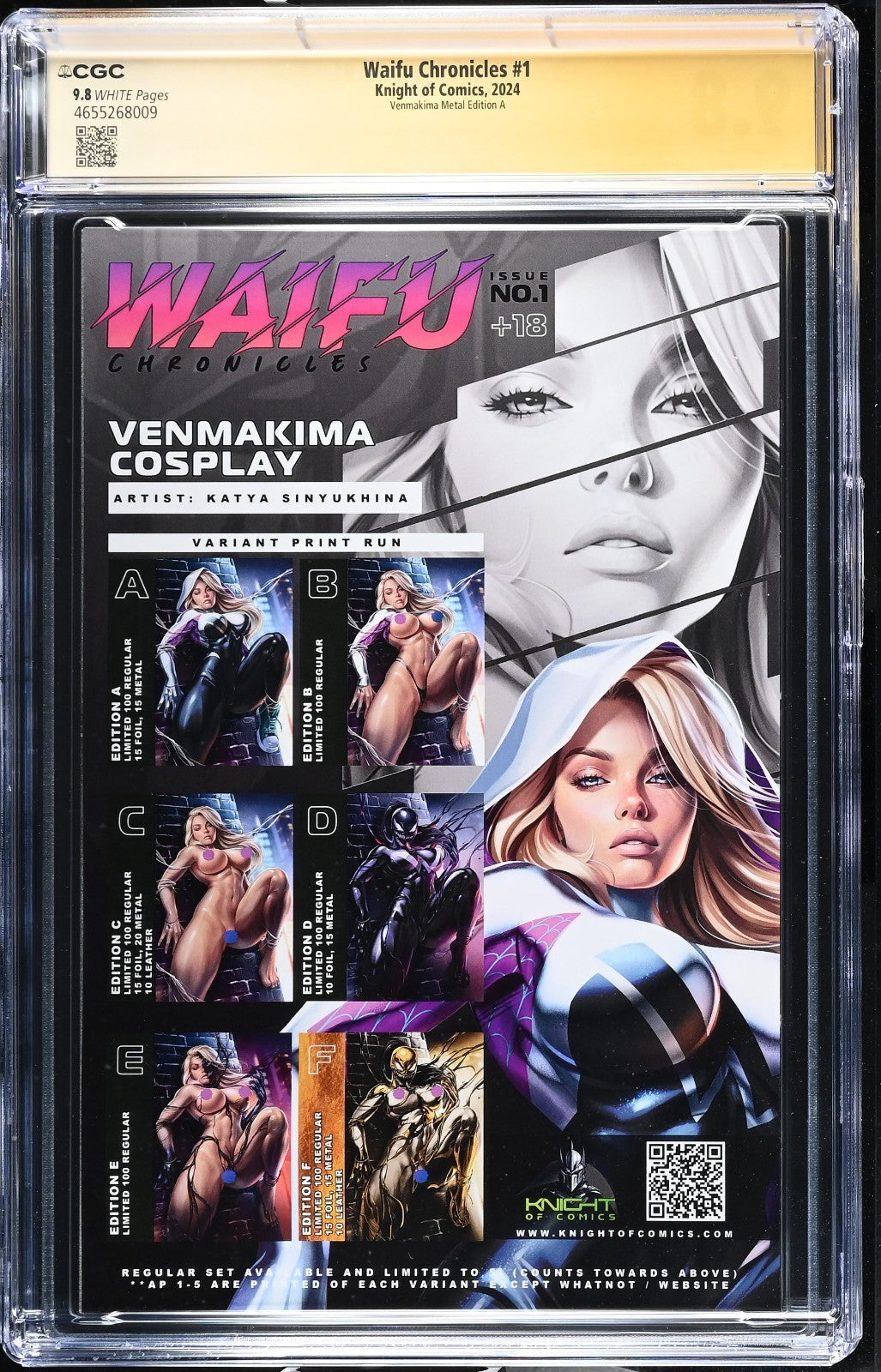 WAIFU CHRONICLES #1 KATYA SINYUKINA VENMAKIMA METAL A SIGNED +SKETCH CGC 9.8