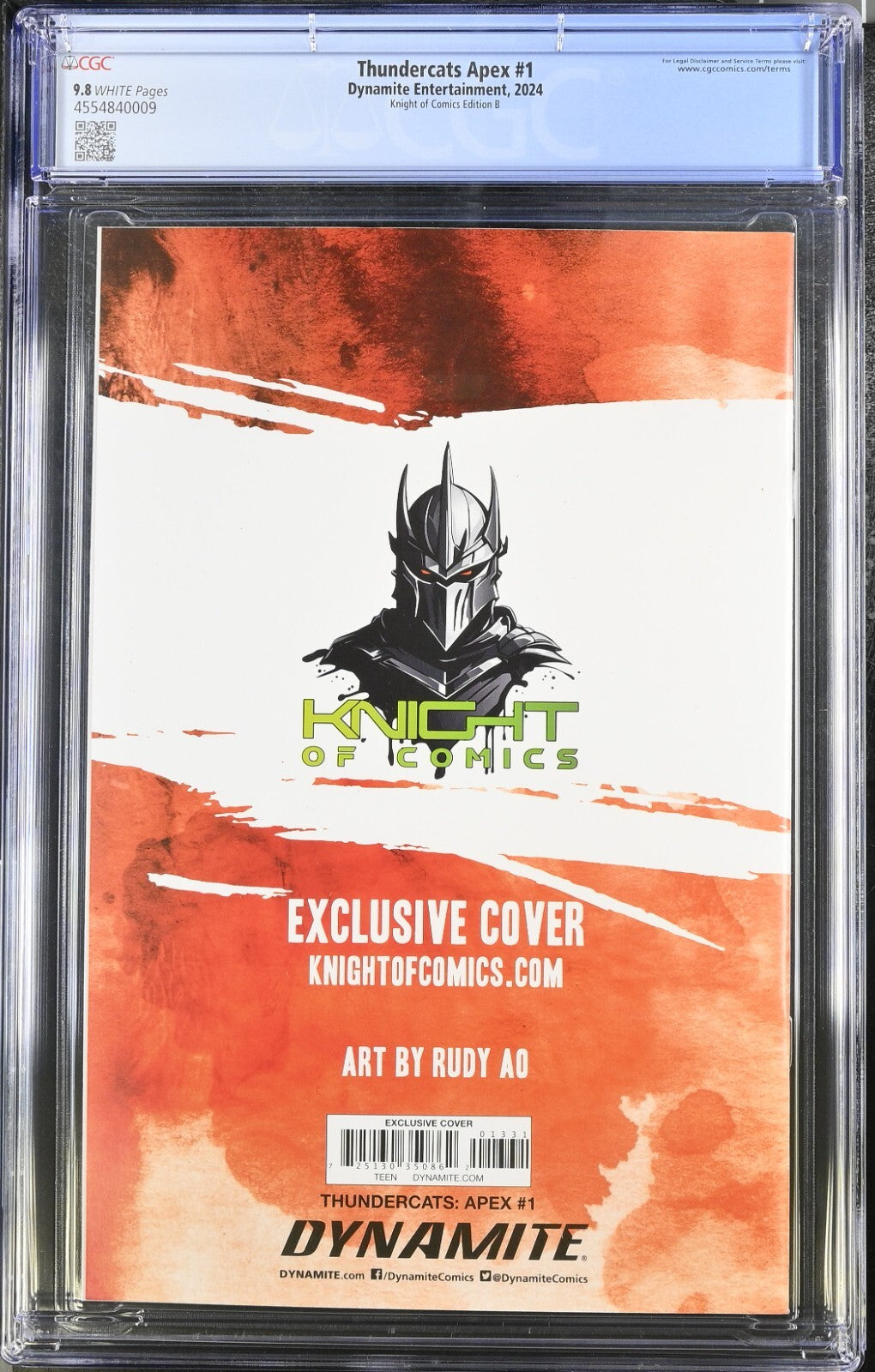 THUNDERCATS APEX #1 - RUDY AO VIRGIN VARIANT EXCLUSIVE COVER B Lion-O CGC 9.8
