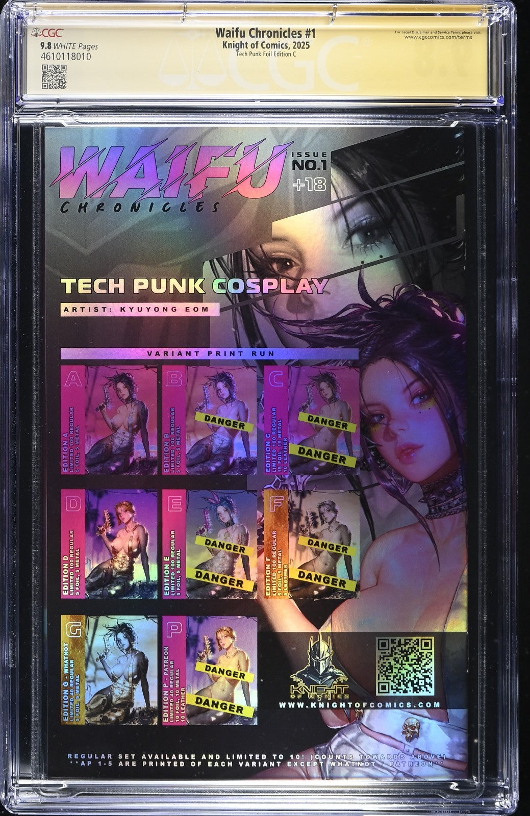 WAIFU CHRONICLES #1 - KYUYONG EOM TECH PUNK COVER C FOIL AP#1 SIGNED REM CGC 9.8