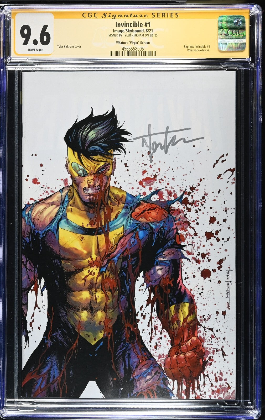 INVINCIBLE #1 - TYLER KIRKHAM BATTLE DAMAGE WHATNOT VIRGIN SIGNED