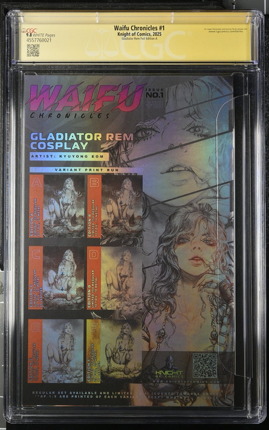 WAIFU CHRONICLES #1 KYUYONG EOM GLADIATOR FOIL EDITION A SIGNED +SKETCH CGC 9.8