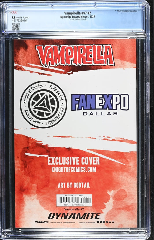 VAMPIRELLA #2 - GODTAIL COVER B GOLD FANEXPO DALLAS EXCLUSIVE 2025 CGC 9.8