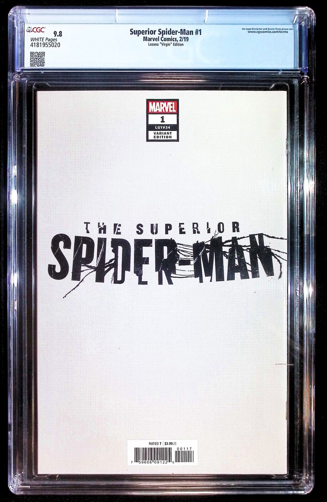 SUPERIOR SPIDER-MAN #1 - ALEXANDER LOZANO VIRGIN VARIANT BLACK CAT CGC 9.8 NM/M