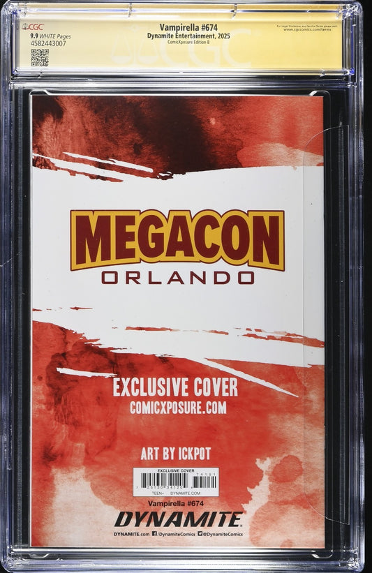 VAMPIRELLA #674 - ICKPOT VIRGIN VARIANT COVER A MEGACON EXCLUSIVE SIGNED CGC 9.9