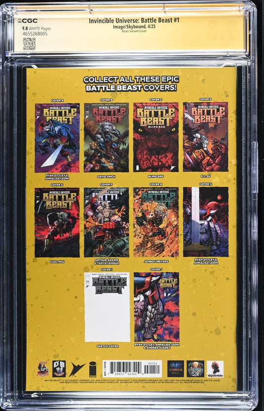 INVINCIBLE UNIVERSE BATTLE BEAST #1 - TODD BEATS & RYAN OTTLEY 2x SIGNED CGC 9.8