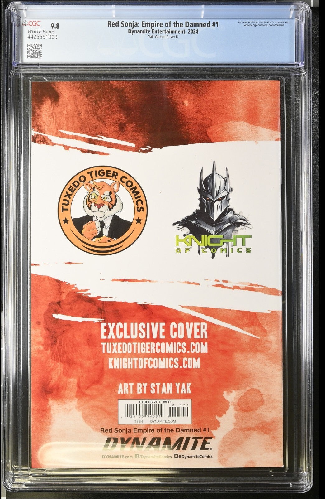 RED SONJA EMPIRE OF THE DAMNED #1 STAN YAK VIRGIN COVER B +COA LTD 150 CGC 9.8