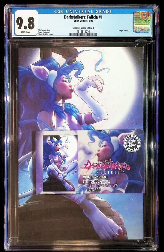 DARKSTALKERS FELICIA #1 - TIAGO DA SILVA VIRGIN +COA LTD 500 2023 CGC 9.8 NM/M