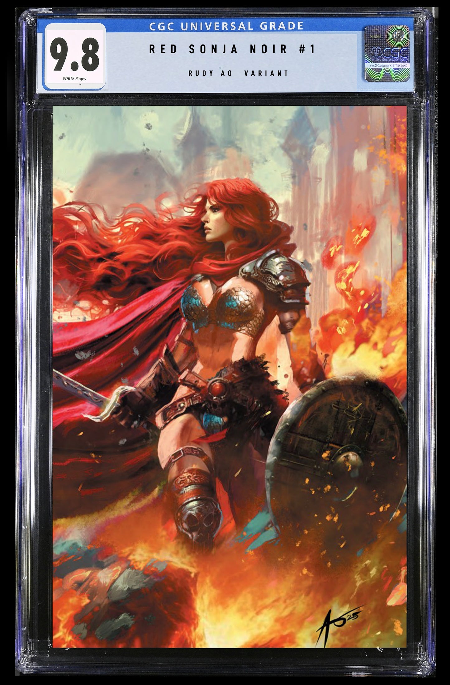RED SONJA NOIR #1 - RUDY AO WRAPAROUND COVER A HEROESCON 2025 EXCLUSIVE +(CRYSTAL CLEAR BOARD)