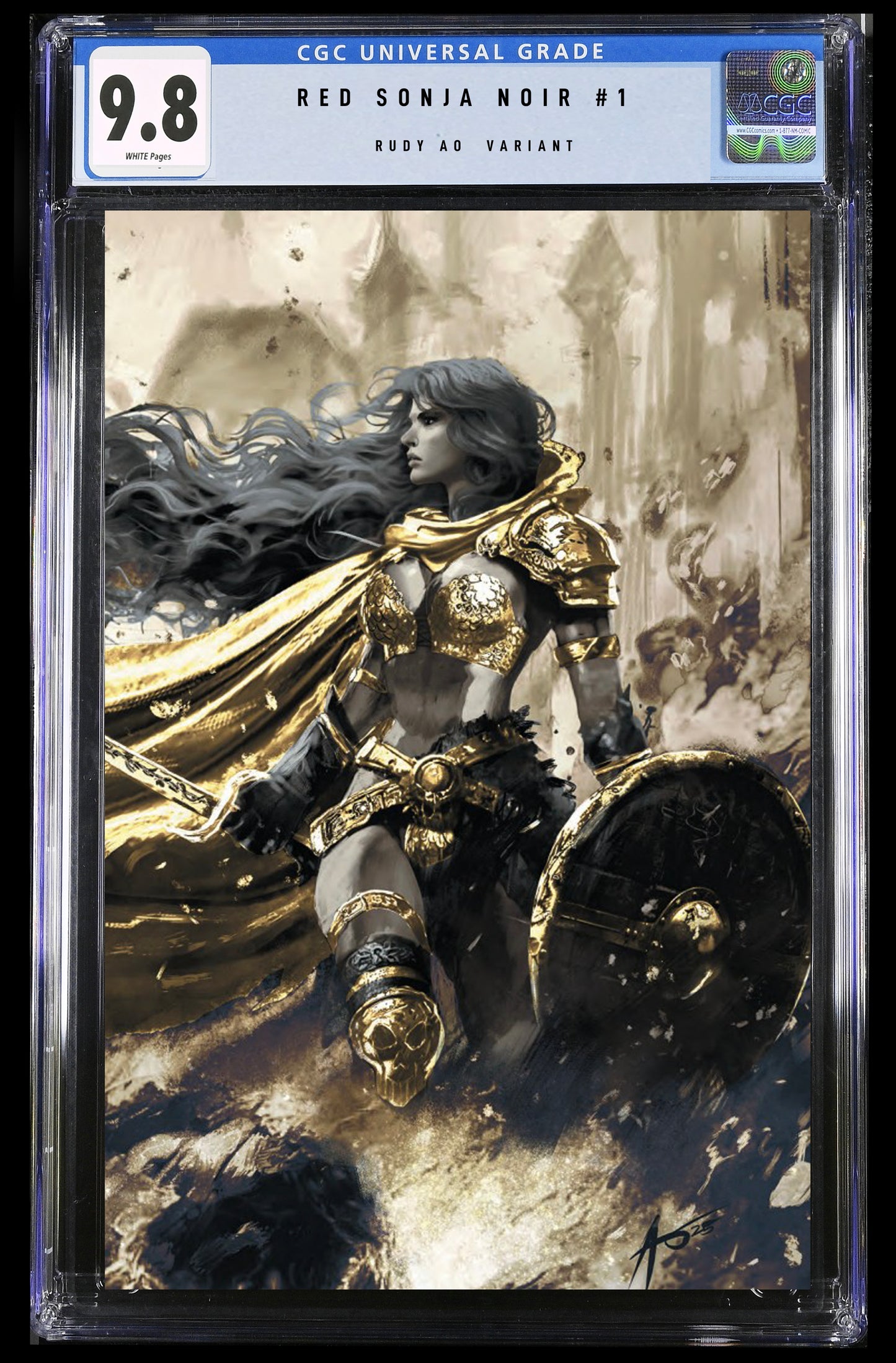 RED SONJA NOIR #1 - RUDY AO WRAPAROUND COVER B HEROESCON 2025 EXCLUSIVE +(CRYSTAL CLEAR BOARD)