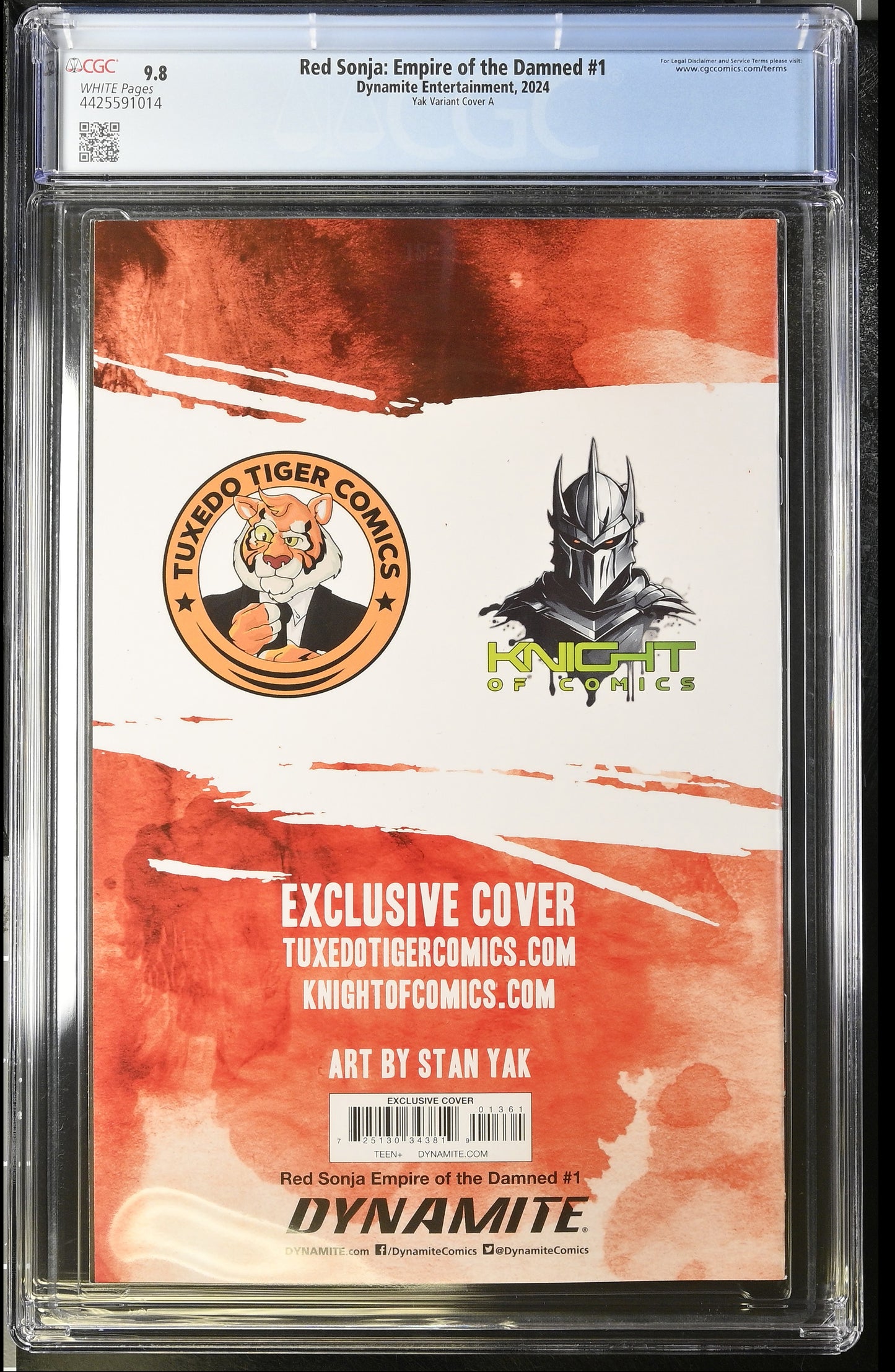 RED SONJA EMPIRE OF THE DAMNED #1 STAN YAK VIRGIN COVER A +COA LTD 333 CGC 9.8