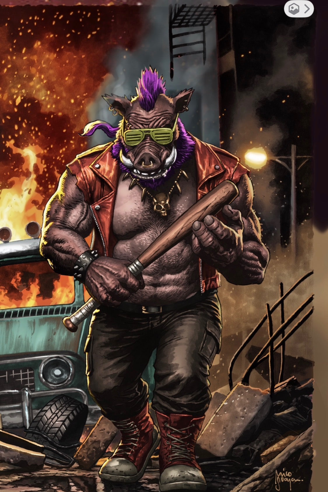 TEENAGE MUTANT NINJA TURTLES #19 - MICO SUAYAN BEBOP VIRGIN VARIANT HEROESCON EXCLUSIVE