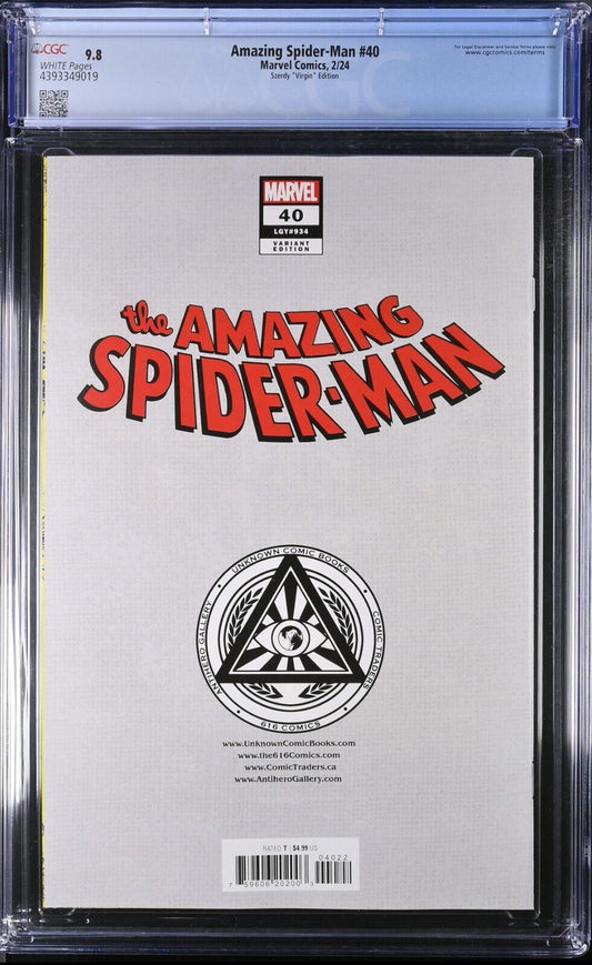 AMAZING SPIDER-MAN #40 NATHAN SZERDY VIRGIN VARIANT EXCLUSIVE BLACK CATCGC 9.8