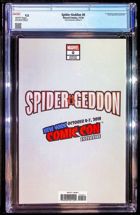 SPIDER-GEDDON #0 - CLAYTON CRAIN VIRGIN VARIANT NYCC 2018 COMICCON  CGC 9.8 NM/M