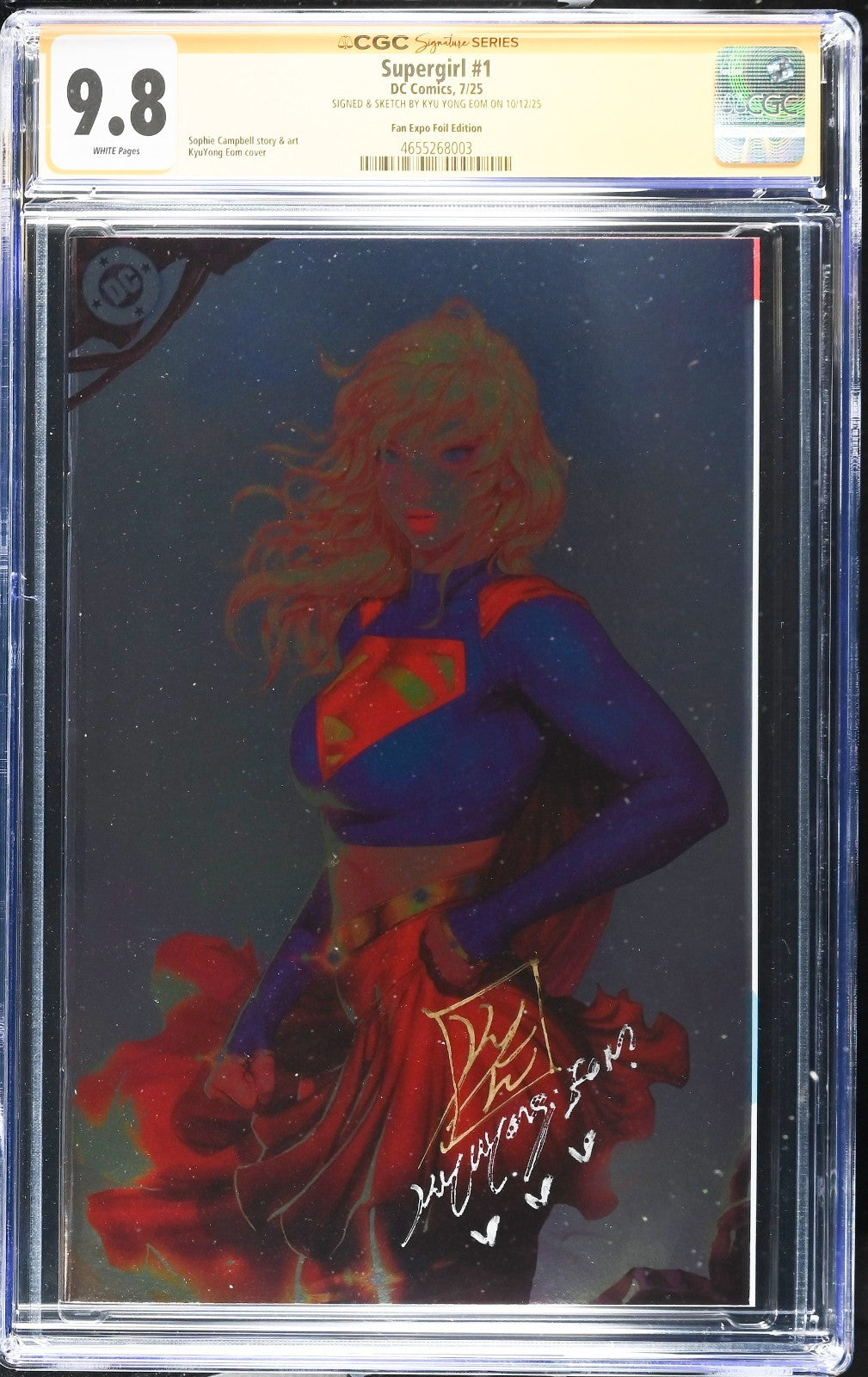 SUPERGIRL #1 - KYUYONG EOM FOIL VARIANT SIGNED & SKETCH CGC 9.8