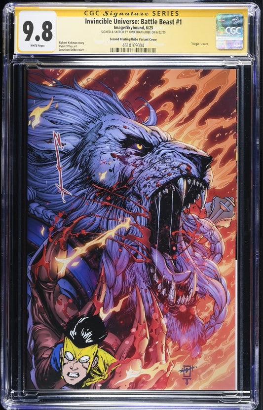 INVINCIBLE UNIVERSE BATTLE BEAST #1 - JONATHAN URIBE SKETCH SIGNED CGC 9.8