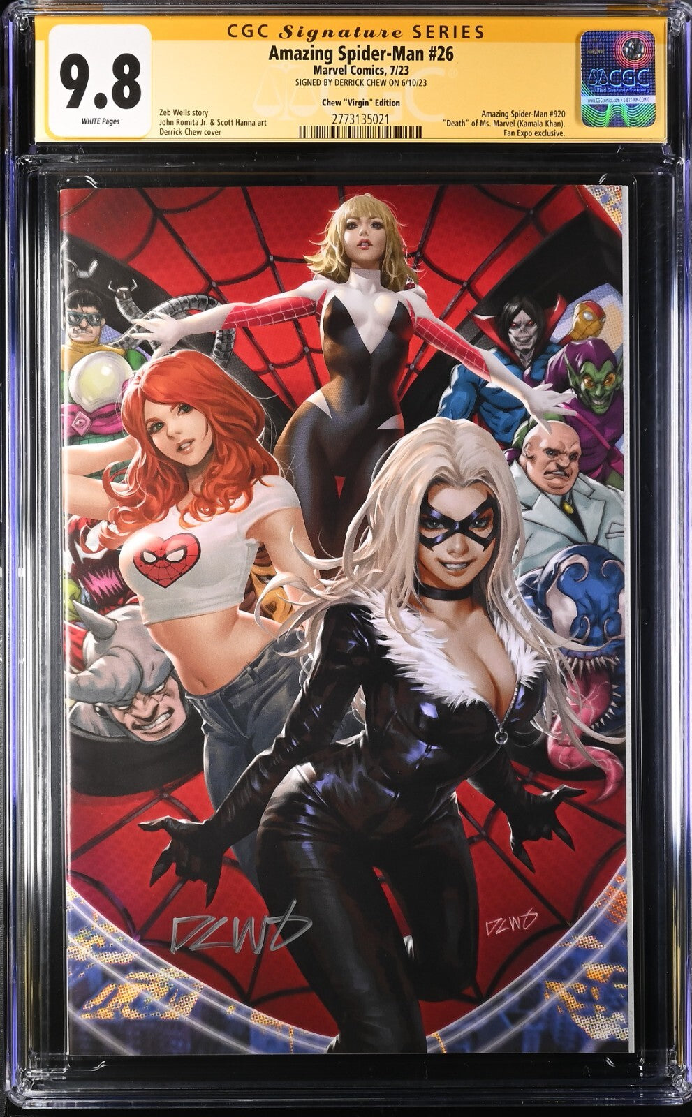 AMAZING SPIDER-MAN #26 - DERRICK CHEW VIRGIN FANEXPO DALLAS 2023 SIGNED CGC 9.8