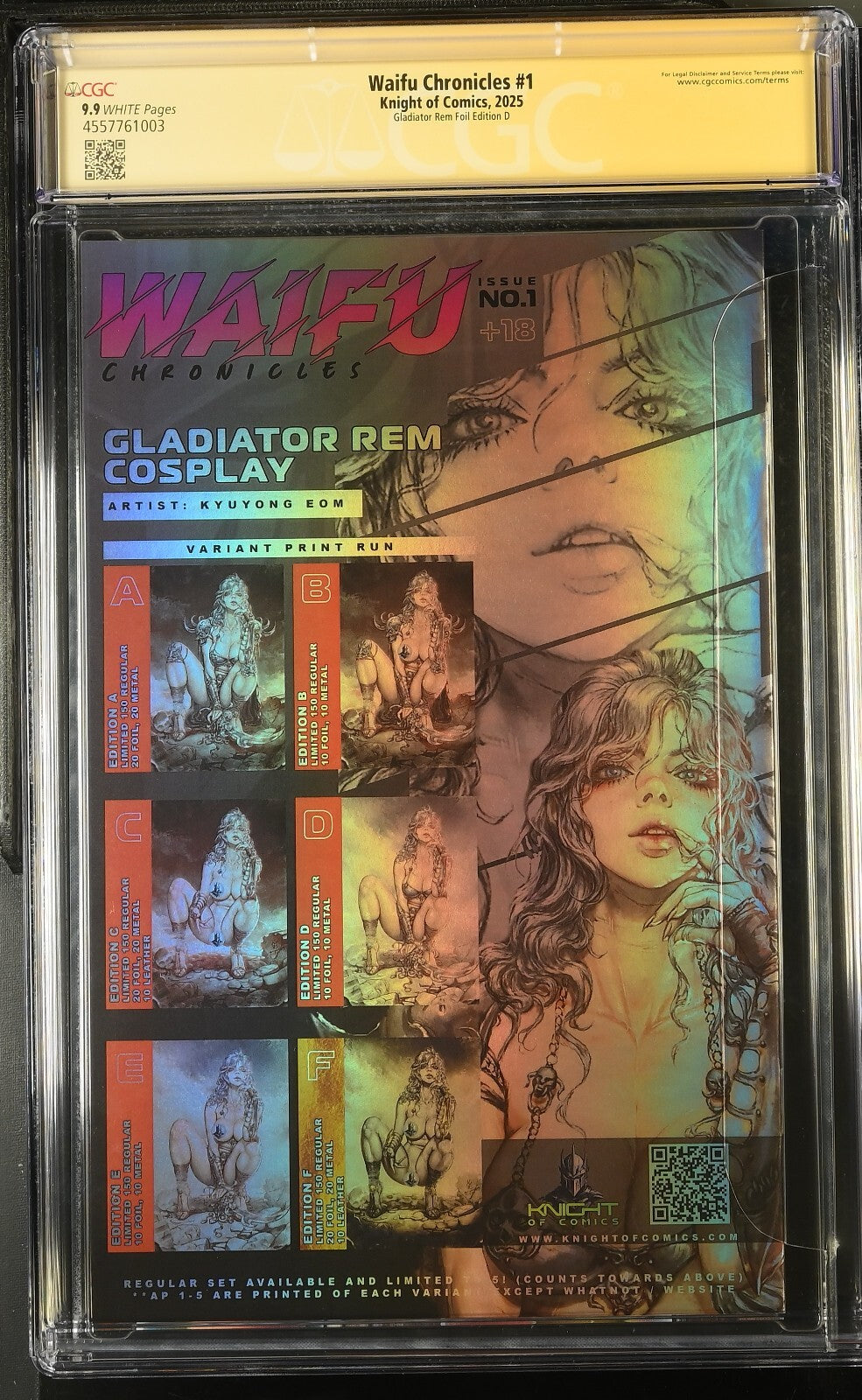 WAIFU CHRONICLES #1 KYUYONG EOM GLADIATOR FOIL  EDITION D SIGNED CGC 9.9