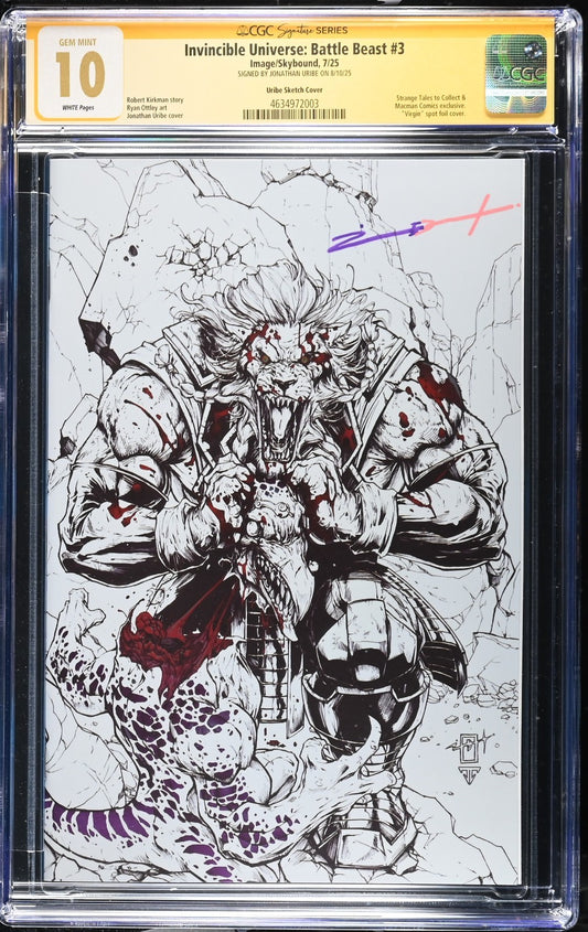 INVINCIBLE UNIVERSE BATTLE BEAST #3 - JONATHAN URIBE SKETCH SIGNED CGC 10
