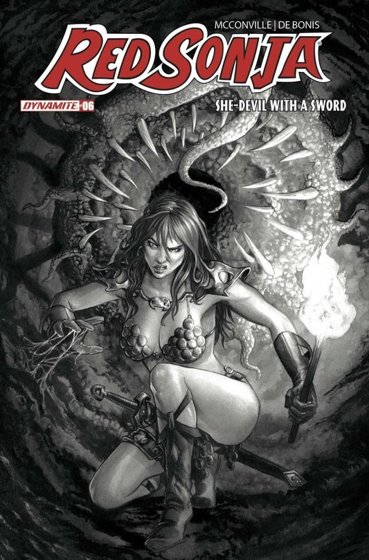 RED SONJA: SHE-DEVIL WITH A SWORD #6 - MIKE ROOTH B&W TRADE COVER N RATIO 1:7