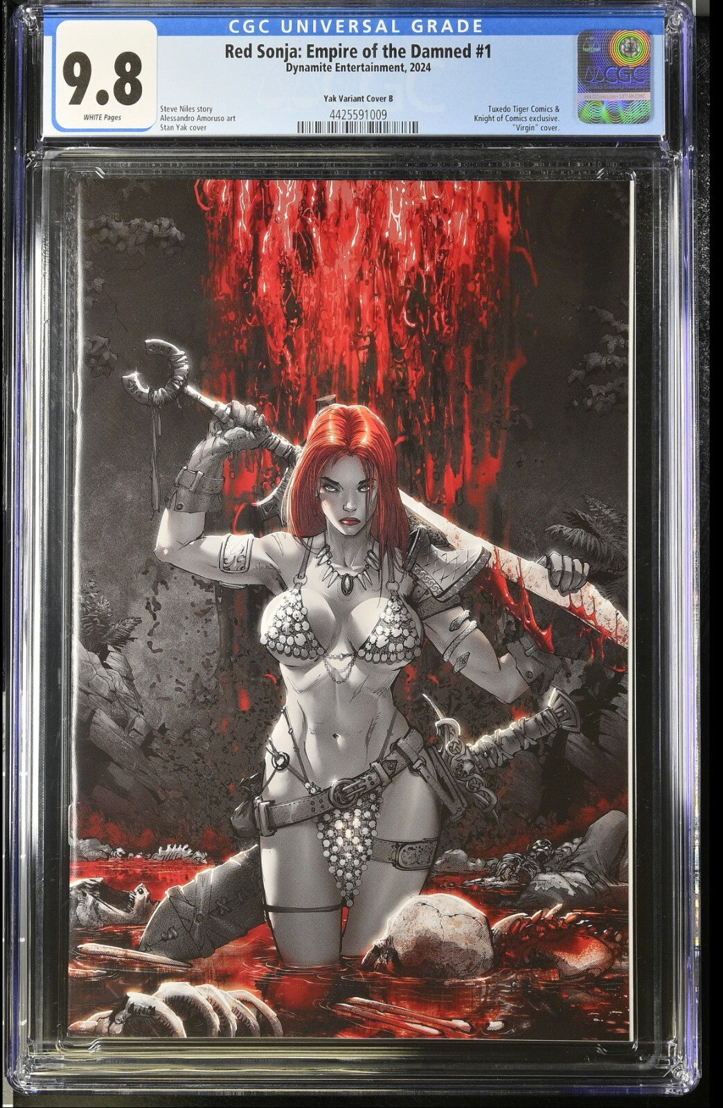 RED SONJA EMPIRE OF THE DAMNED #1 STAN YAK VIRGIN COVER B +COA LTD 150 CGC 9.8