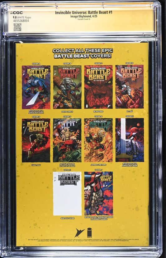 INVINCIBLE UNIVERSE BATTLE BEAST #1 - MYERS OTTLEY SIGNED REMARK 1:100 CGC 9.8