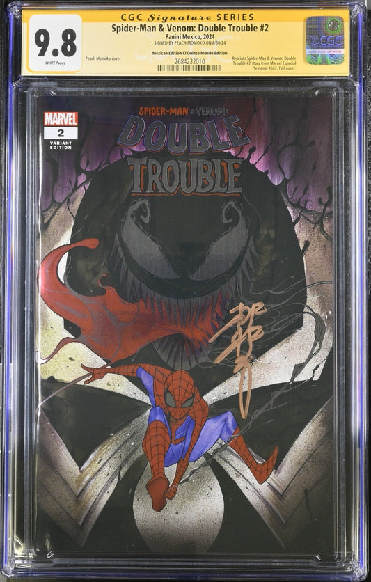 SPIDER-MAN & VENOM# DOUBLE TROUBLE #2 PEACH MOMOKO MEXICAN FOIL SIGNED CGC 9.8