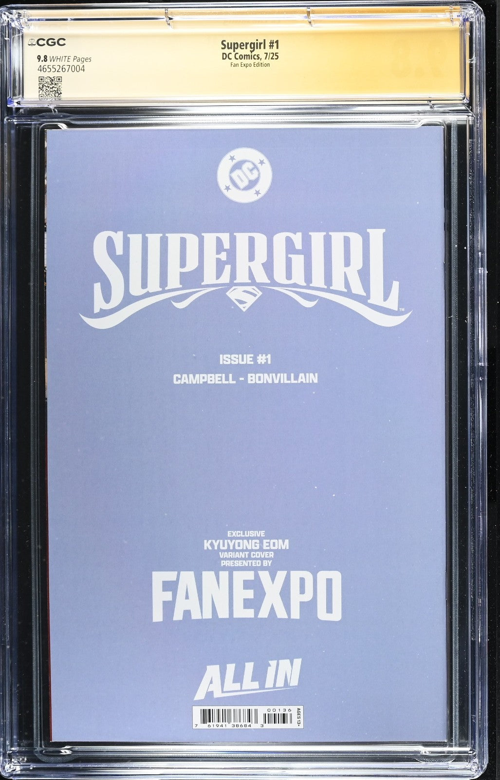 SUPERGIRL #1 - KYUYONG EOM TRADE VARIANT SIGNED & SKETCH CGC 9.8