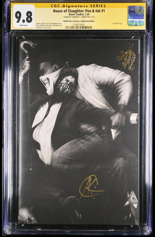 HOUSE OF SLAUGHTER #1 ANDREW CURRY PEN & INK GILDED FOIL LTD 100 SIGNED CGC 9.8
