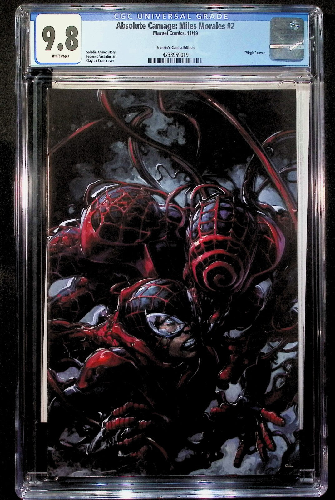 ABSOLUTE CARNAGE MILES MORALES #2 -  CLAYTON CRAIN VIRGIN VARIANT CGC 9.8