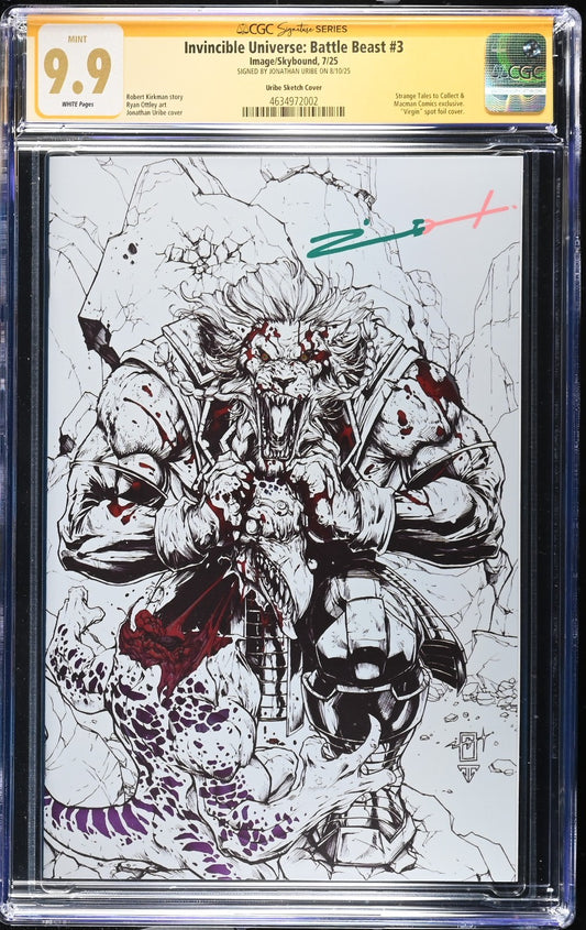 INVINCIBLE UNIVERSE BATTLE BEAST #3 - JONATHAN URIBE SKETCH SIGNED CGC 9.9