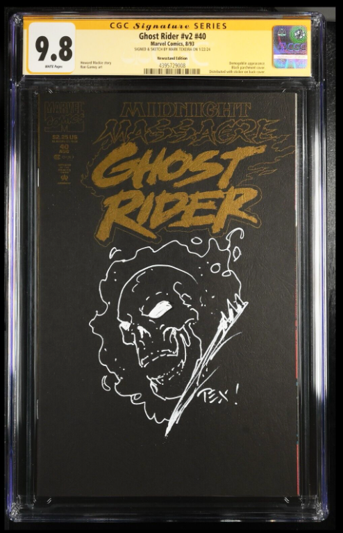 GHOST RIDER v2 #40 - RON GARNEY ART SIGNED & SKETCH BY MARK TEXEIRA CGC 9.8