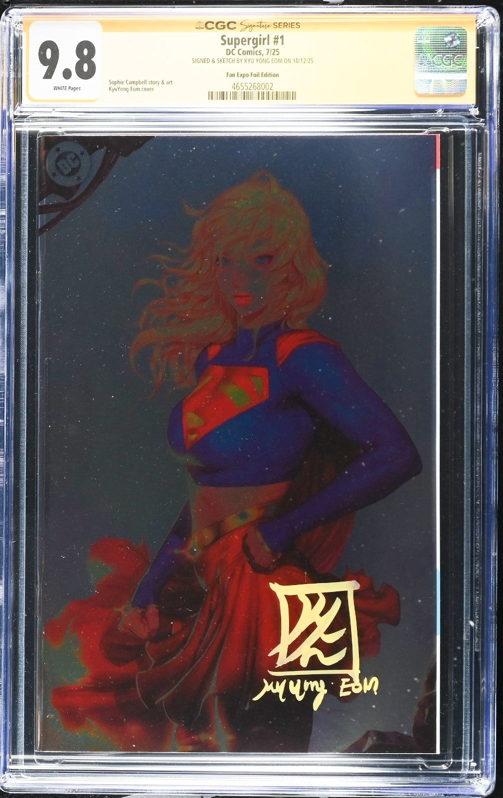 SUPERGIRL #1 - KYUYONG EOM FOIL VARIANT SIGNED & SKETCH CGC 9.8