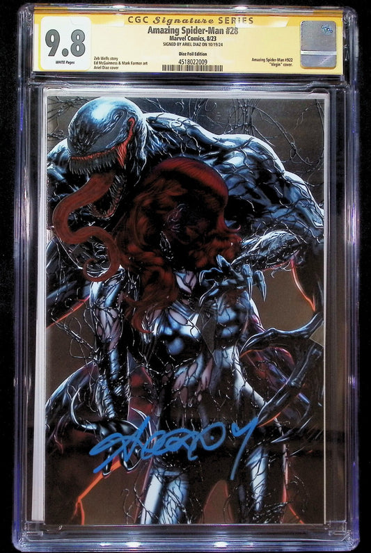 AMAZING SPIDER-MAN #28 - ARIEL DIAZ FOIL VIRGIN EDITION VARIANT SIGNED CGC 9.8