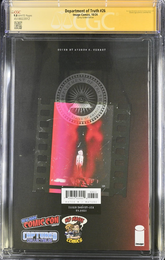 DEPARTMENT OF TRUTH #26 CURREY SIMMONDS TYNION GOLD GILDED EDITION 3XSS CGC 9.8