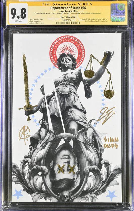 DEPARTMENT OF TRUTH #26 CURREY SIMMONDS TYNION GOLD GILDED EDITION 3XSS CGC 9.8
