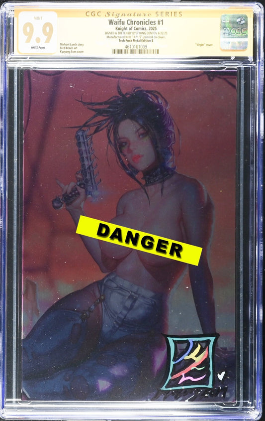 WAIFU CHRONICLES #1 - KYUYONG EOM TECH PUNK METAL AP1 SIGNED + REMARK CGC 9.9